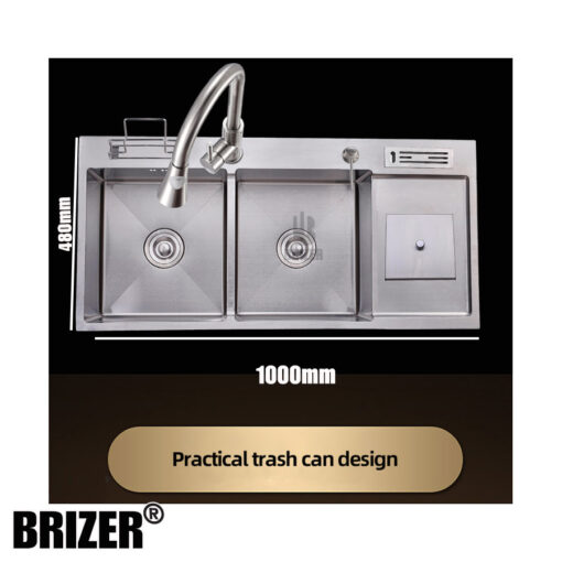 Chậu rửa chén 2 hộc 1 Cánh inox 304 Brizer BZ10048A