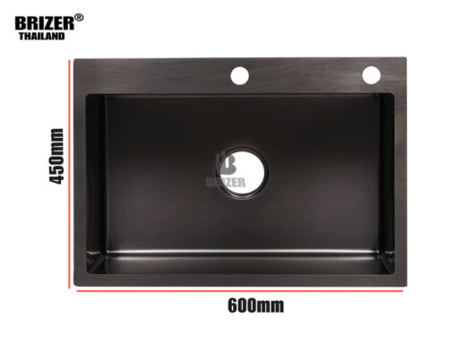 Chậu rửa chén 1 hộc inox phủ nano đen Brizer BZ6045Đ
