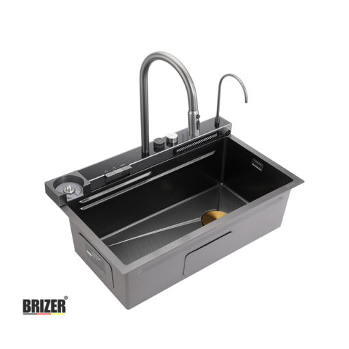 Chậu Rửa Chén 1 Hộc Lớn Inox Phủ Nano Phím Đàn Hiển Thị Nhiệt Độ Brizer BZ7546Đ