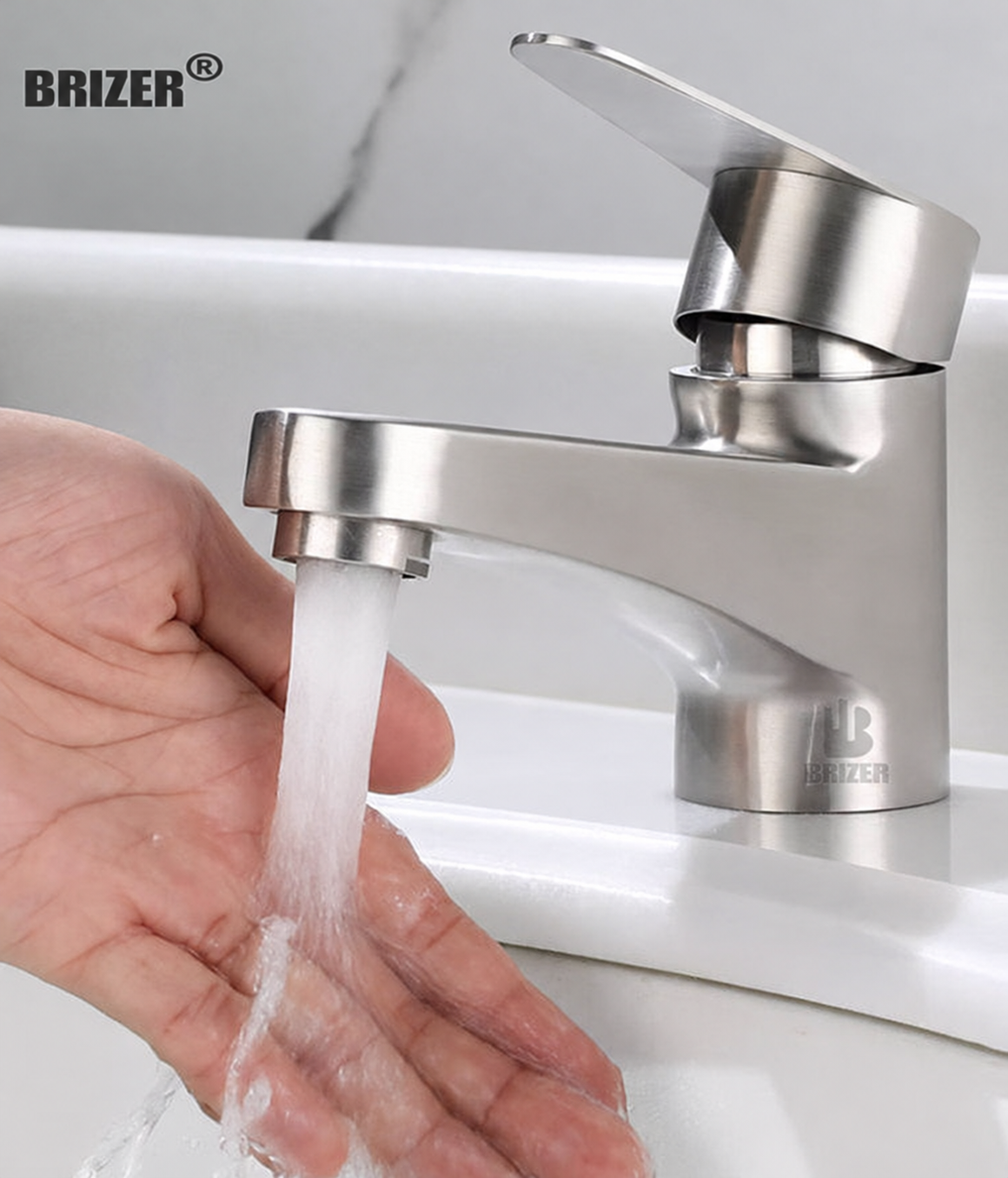 Vòi Lavabo Inox 304 Nóng Lạnh Brizer BZ4476