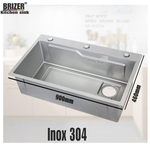 Chậu rửa chén 1 hộc lớn inox 304 Brizer BZ9046