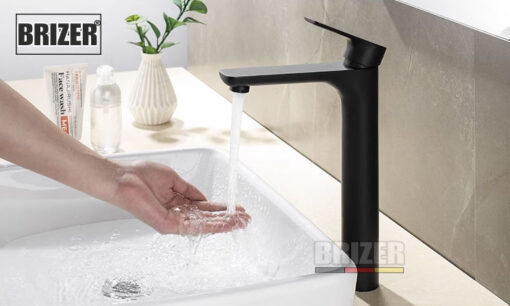 Vòi Lavabo Nóng Lạnh 3 Tấc Mạ PVD Đen Brizer BZ4428
