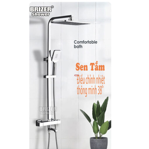 Sen Tắm Đứng Điều Chỉnh Nhiệt Độ Đồng Mạ Crom Cao Cấp Brizer BZ6016