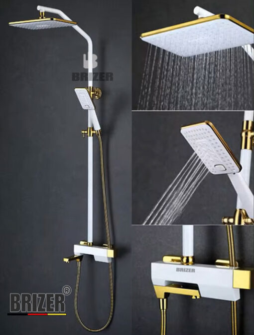 Sen Tắm Đứng Nóng Lạnh Đồng Thau Sơn TĐ Trắng Brizer BZ6506