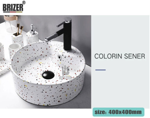 Chậu Lavabo Rửa Mặt Đặt BànTròn Chấm Bi Brizer BZ8424