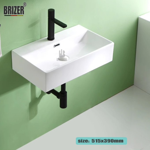 Chậu Lavabo Rửa Mặt Đặt Bàn chữ nhật trắng Brizer BZ8444