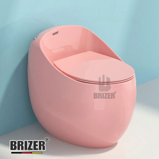 Bàn Cầu Một Khối BRIZER Trứng Hồng Công Nghệ Xã Xoáy Super Vortex BZ8925