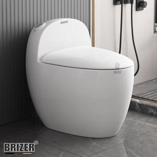 Bàn Cầu Một Khối BRIZER Trứng Mới Công Nghệ Xã Xoáy Super Vortex BZ8926