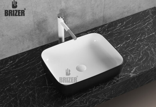 Chậu Lavabo Rửa Mặt Đặt Bàn Chữ Nhật Đen Brizer BZ8426
