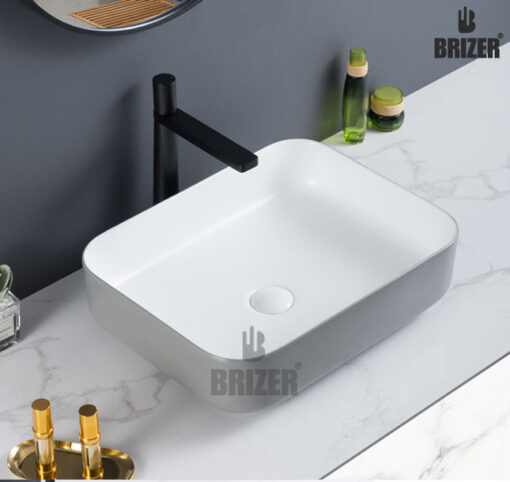 Chậu Lavabo Rửa Mặt Đặt Bàn Chữ nhật Xám  Brizer BZ8425