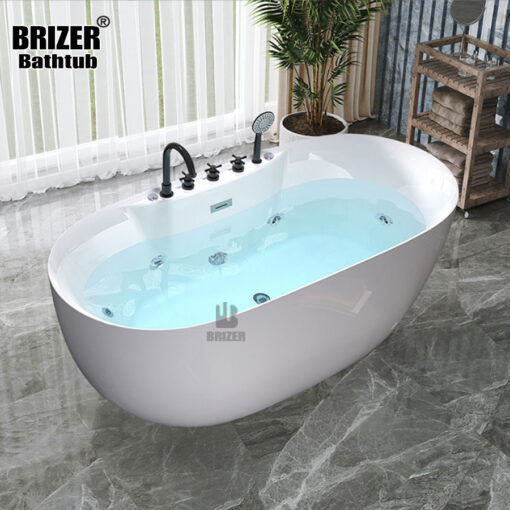 Bồn Tắm Nằm Oval Massage Độc Lập Acrylic Brizer BZBT-1212