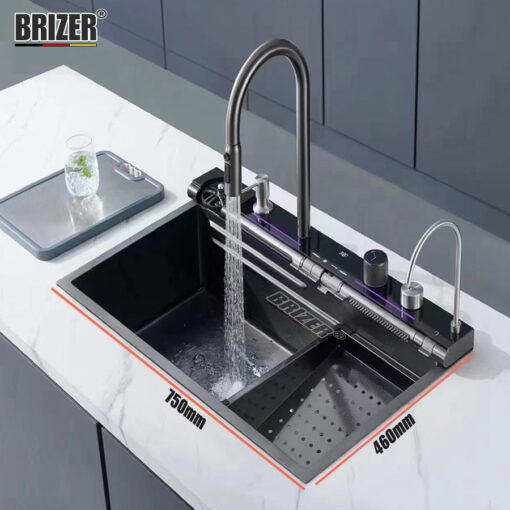 Chậu Rửa Chén 1 Hộc 6 Phím MỚI Hiển Thị Nhiệt Độ Brizer BZ7645 Nano