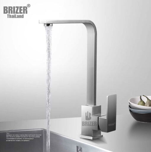 Vòi Rửa Chén Nóng Lạnh Inox 304 Mẫu Vuông Đúc Nhỏ Brizer BZ2006