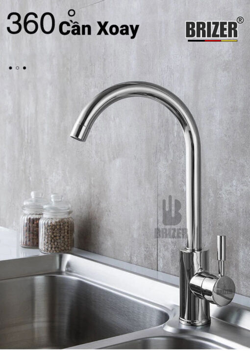 Vòi Rửa Chén Nóng Lạnh Đồng Thau Mạ Crom/Nikel Brizer BZ1011