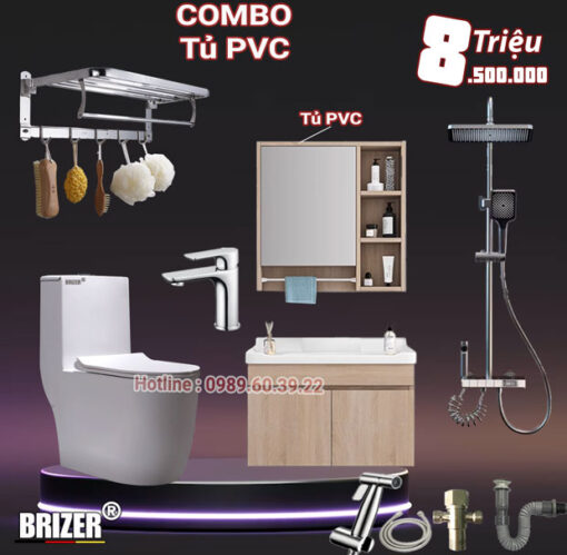 Combo Tủ Nhựa PVC- Sen Xám Titan 8500