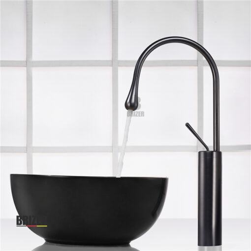 Vòi Lavabo Nóng Lạnh 3 Tấc Cổ Ngổng Đen Brizer BZ4430