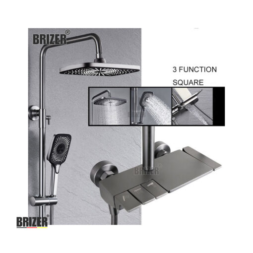 Sen Cây Tắm Đứng Dạng Phím Đồng Thau Phủ PVD Xám Ghi Brizer BZ6050