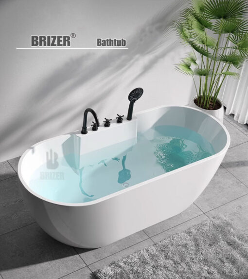 Bồn tắm nằm ngâm Oval thẳng kèm bộ vòi cao cấp Brizer BZ-1204