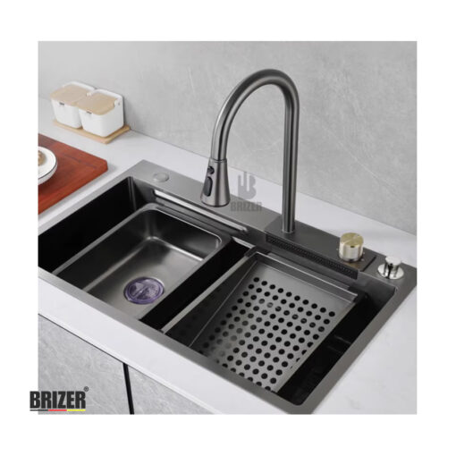 Chậu rửa chén 1 hộc lớn inox phủ nano đen Brizer BZ7545Đ