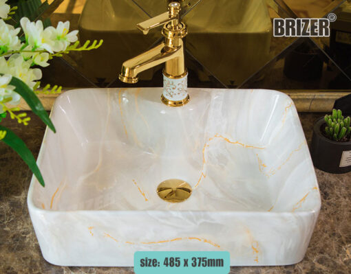 Chậu Lavabo Rửa Mặt Đặt Bàn Vân Đá Brizer BZ8413