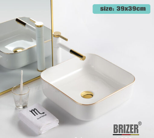 Chậu Lavabo Rửa Mặt Đặt Bàn Vuông Brizer BZ8415