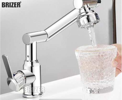 Vòi Lavabo Nóng Lạnh Cổ Xoay 360 Inox Bóng Brizer BZ4422