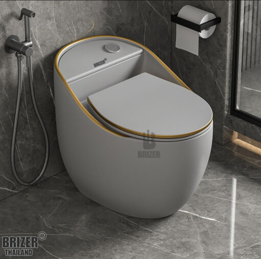 Bàn Cầu Một Khối BRIZER Trứng Xám Công Nghệ Xã Xoáy Super Vortex BZ8923