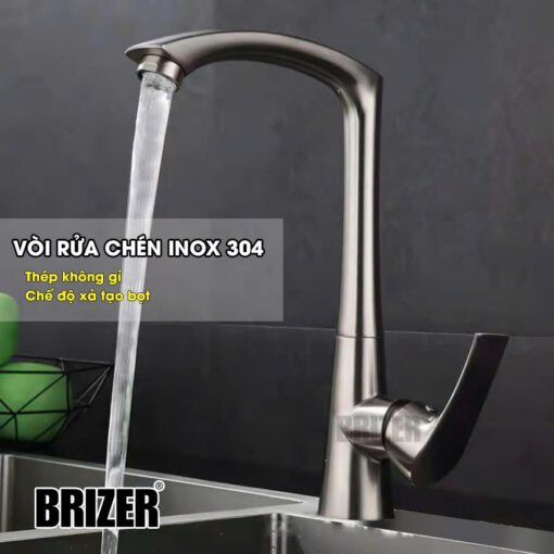 Vòi Rửa Chén Nóng Lạnh Inox SUS 304 Brizer BZ2014