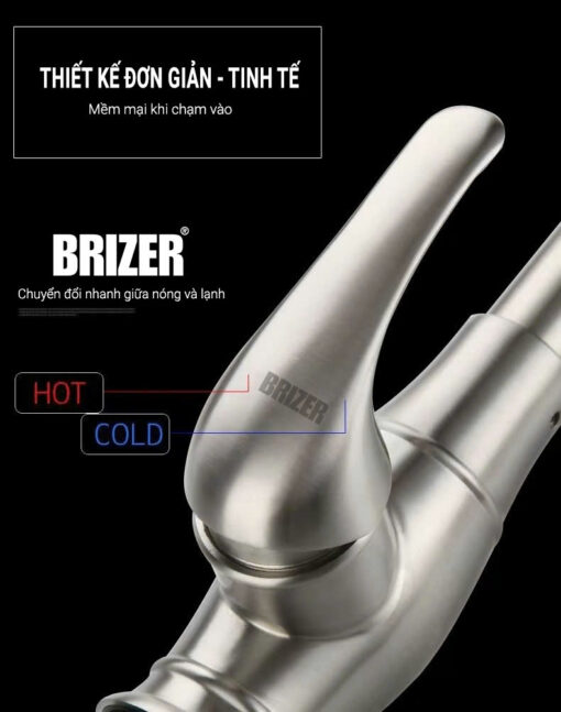 Vòi Rửa Chén Rút Dây Nóng Lạnh Inox 304 Brizer BZ2026 - Hình ảnh 3