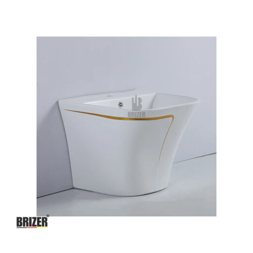 Chậu Lavabo Treo Tường Vuông Liền Khối Sọc Vàng Brizer BZ716