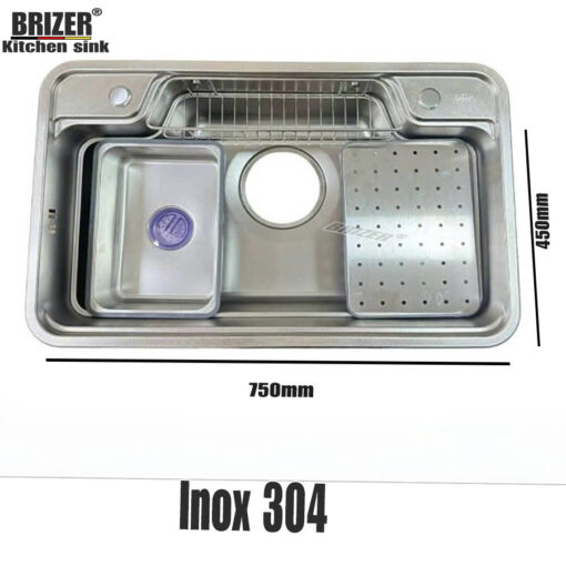 Chậu rửa chén 1 hộc inox 304 Brizer BZ7848 Dập