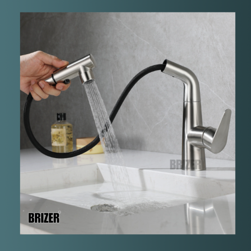 Vòi Lavabo Rút Dây Nóng Lạnh Inox 304 Brizer BZ4477 - Hình ảnh 3
