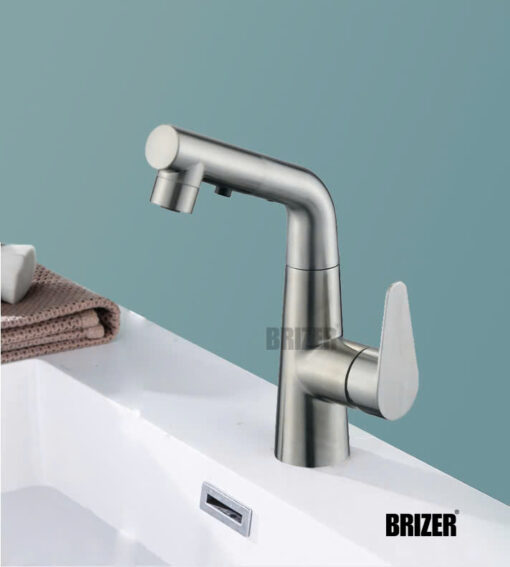 Vòi Lavabo Rút Dây Nóng Lạnh Inox 304 Brizer BZ4477