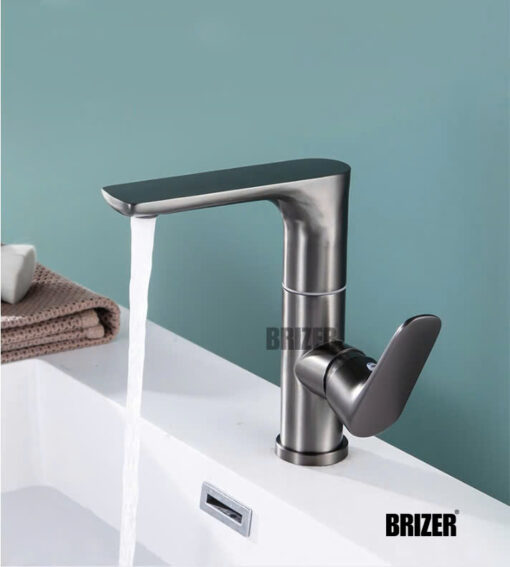 Vòi Lavabo Nóng Lạnh Mạ TiTan Xám Xoay 360 Brizer BZ4478