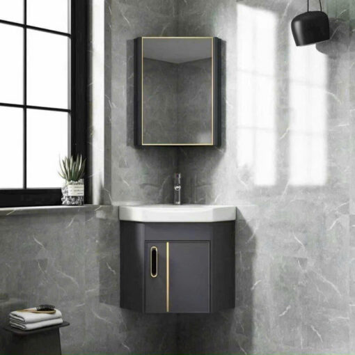 Bộ Tủ Lavabo Nhôm Đặt Góc Kèm Tủ Gương Brizer BZ506