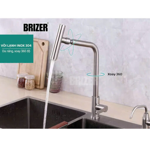 Vòi Rửa Chén Nước Lạnh 360 Brizer Inox SUS 304 BZ2027