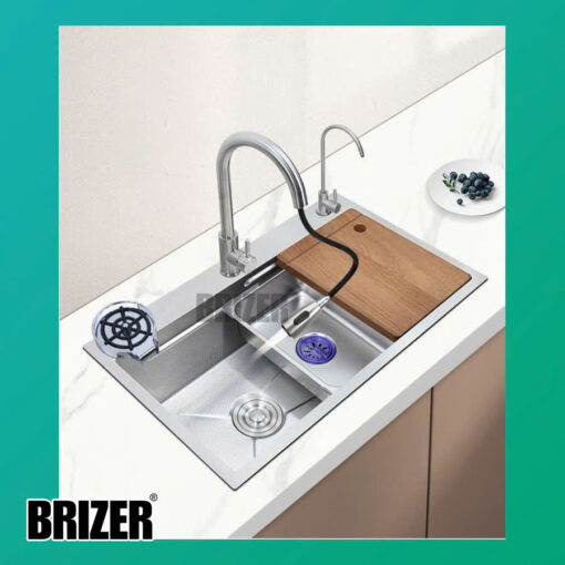 Chậu rửa chén 1 hộc dày 5ly (NEW)inox 304 Brizer BZ7848 - Hình ảnh 3