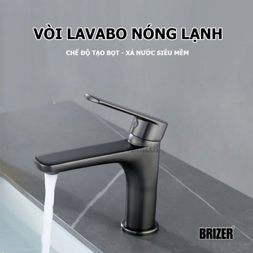 Vòi Lavabo Nóng Lạnh 20cm Mạ TiTan Xám Brizer BZ4439