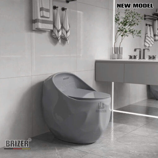 Bàn Cầu Trứng Xám BRIZER Công Nghệ Xã Xoáy Super Vortex BZ-2222-Grey